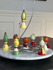 NOS Vintage Style Wood Anthropomorphic Veggie Ladies Ornaments Lot 8 Midwest picture