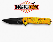 Wartech Pikachu Pokemon Pocketknife Drop Point Plain Edge, Liner Lock Clip picture