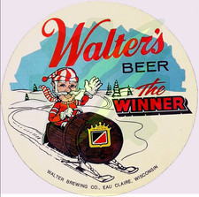 Vintage Walter’s Beer Sticker 1960s–70s The Winner – 9cm Round – Eau Claire WI picture