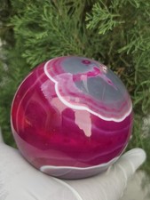 Pink Banded Agate Sphere Large (3.5 in 2 lb) dyed From Brazil  Healing Crystal picture