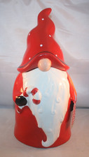 WHIMSICAL CUPBOARD STRAWBERRY STREET RED GNOME SANTA COOKIE JAR/CANISTER 13” picture