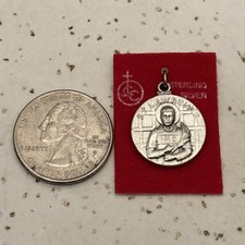 Vintage Sterling Silver St. Lawrence Pendant Religious Jewelry picture
