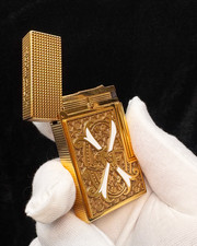 S.T. Dupont Fuente White V Emblem Double Flame Ligne 2 Lighter Gift Box picture