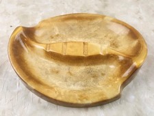 Vintage Italian Alabaster Ashtray Heavy 6lb Hand Carved Tan Large 12