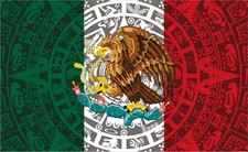 Mexican Flag – 3x5 Ft Outdoor/Indoor Durable Polyester Mexico Tapestry Aztec  picture