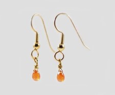 19thC Antique 1¼ct Orange Bavarian Spessartite Garnet Briolette + 14kGF Earrings picture