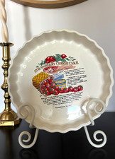  Vintage 1982 Strawberry Cheesecake Pie Plate, Ceramic Pie Dish, Cottagecore Kit picture