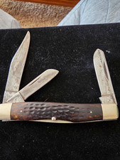 Vintage Case XX USA 3-Blade Pocket Knife, jigged bone handle, stainless steel picture