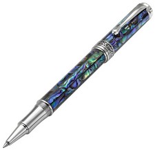 Xezo Maestro Rollerball Pen, Abalone Shell Inlay. Platinum Plated. Handmade, LE picture