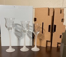 Partylite Iced Crystal Trio Set Frosted Stem Glass Votive Tealight Holder P9248 picture