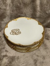 Haviland France Gold Hand Painted Monogrammed 6” Limoges Plates - Set of 6 picture