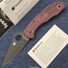 Spyderco Delica 4 Micro-Melt PD#1 Black Blade Burgundy FRN Handles SPRINT RUN picture