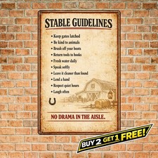 Classic Iron Barn Rules Vintage Farmhouse 8x12 Metal Tin Wall Sign picture