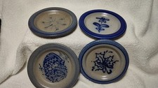 4 VTG Rowe Pottery Works Salt Glaze Coaster/Trinket/Butter Christmas Dishes 4” picture