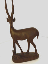 Vintage Wooden Gazelle Antelope & Fawn Figurine Teak Wood Hand Carved In Kenya picture
