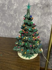 Vintage 1980s Nowell's Mold 16-inch Tall Ceramic Lighted Christmas Tree w/ Base picture