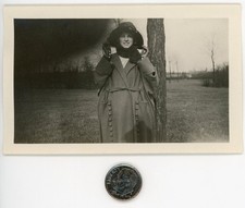 Vintage 1910's photo / ALIEN FOG She Thinks Fat Coat & Bended Hat Will Save Her picture