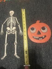 RARE Vintage Die Cut H E Luhrs Pumpkin Face 1950s Halloween CARDBOARD Decoration picture