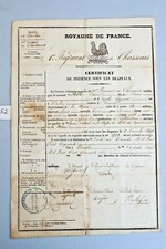 1844 Certificate Document France Chasseurs King Louis Philipp 1848 Revolution picture