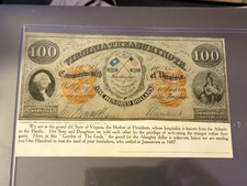 Jamestown Exposition Facsimile $100 Virginia Treasury Note Large Postcard  1907 picture