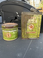 2-Vintage Texaco Dynamo Oil Cup Grease Advertising Cans Port Arthur Texas Empty picture