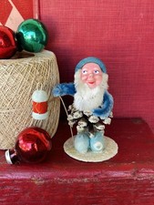Vintage Germany US Zone Pinecone Gnome w/ Lantern~Putz Elf~Cotton Spun~Chenille picture