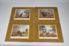 4 Vintage English Life Upland Game Birds Placemats England Turkey Quail Pheasant picture