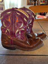 Vintage 1950s Childrens Buckaroo Cowboy Boots Two Tone  Decor Prop Not To Wear picture