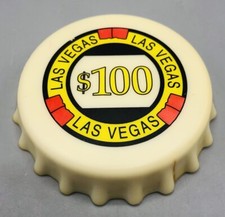 Vintage Oversized 3” Las Vegas $100 Casino Chip Magnet & Bottle Opener picture