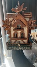 Vintage Swiss Chalet Sankyo  Music Box  Carved Wood House & Birds  13 x 8 x 7” picture