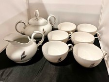 FUKAGAWA ARITA SILVER SET HANDPAINTED-Set Of 6 Cups, Sugar Bowl & Creamer picture