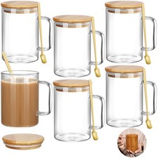 Jingmore 6 Sets 20 oz Glass Coffee Mugs with Handles, Double Wall picture