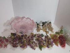 Lot Of 12 Vintage Lucite Acrylic, Plastic And Quartz Stone Grape Wired Bunches picture