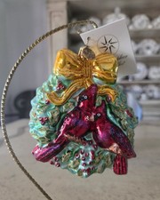 Radko WINTERBIRDS Christmas Ornament  #3010120 Cardinals & Blue Jay's Year 2002 picture