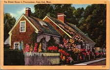 Oldest House Provincetown Cape Cod Massachusetts MA Linen Postcard WOB Note 1c picture