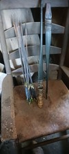 **AWESOME VINTAGE NATIVE TRIBAL 2 PIECE BOW 60 IN & ARROWS HANDMADE HTF ** picture
