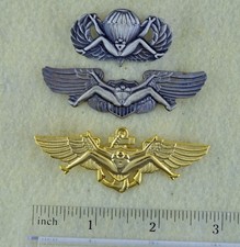 Bush Pilot, Paratrooper & Navy Pilot Wing Pins - 3 Lady Lover Novelty Badges picture