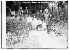 Quarantined children of cholera victim,1910-1915,policemen,immigration picture