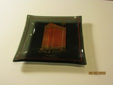 Vintage The Eastgate Hotel Chicago 11 ILL Smoked Glass Coin Dish Tip Ashtray 50s picture