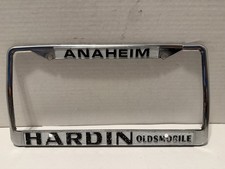 Vintage Anaheim Hardin Oldsmobile Metal License Plate Frame Lots Of Flaws picture