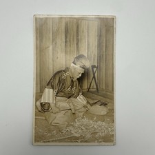 Antique Japanese Real Photo Postcard, Craftsman Woodworker picture