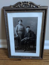 Antique, Early 1900s Framed Photo of Eastern European Older Jewish Couple picture