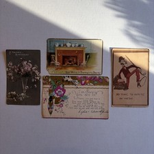 Lot of 4 Antique Postcards Cards Holiday Birthday 1906 1907 1908 picture