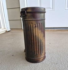 German WWII Original Gas Mask Canister Well Marked With Post War Normandy Camo picture