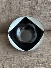 CATHRINEHOLM 7 1/8” BLACK AND WHITE FLAG BOWL VERY RARE SUPER GLOSSY NICE COND picture