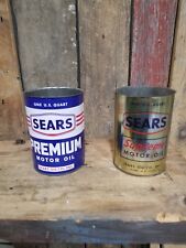 2 Sears 1 Quart Motor Oil Cans Inv689 picture