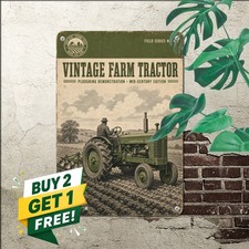 vintage green tractor rustic farm tin metal signs picture