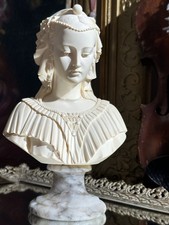 Vintage Ivory Alabaster Bust of Anjelica Maria By A. Giannelli, 9” Marble Base picture