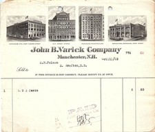 1923 John B. Varick Co. Manchester NH billhead with 4 views picture