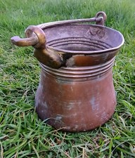 Antique Anatolian Turkish Hand Hammered Copper Pot With Handle Engraved 15.8oz, picture